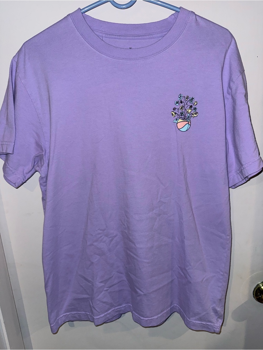 Local hoops Lavender Short Sleeve basketball Tee with Floral Pocket Graphic